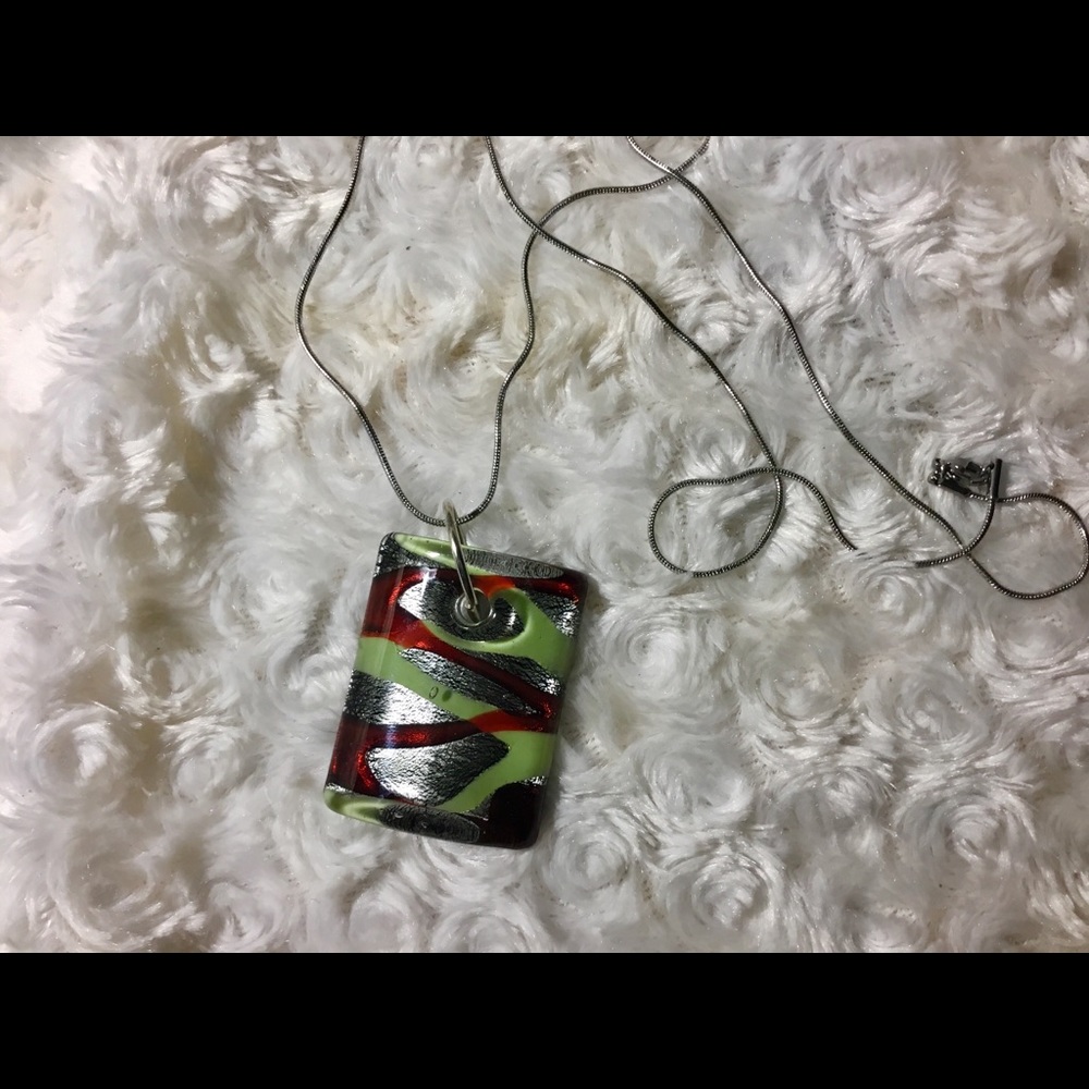 Deco Glass Pendant S925 Chain Necklace